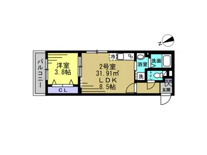 グレースコートXI(1LDK/2階)の間取り写真