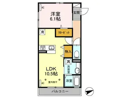 タウンコート朝倉(1LDK/3階)の間取り写真