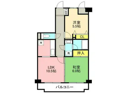 ダイアパレス本厚木第3(2LDK/2階)の間取り写真