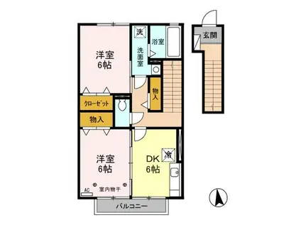 フォルモント(2DK/2階)の間取り写真