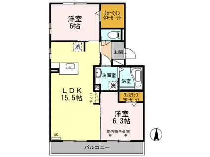 ラ・グラシューズ(2LDK/3階)の間取り写真