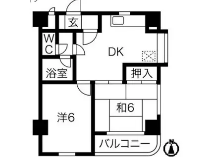 キャッスルミヤザキ(2DK/4階)の間取り写真