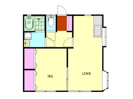 ハイツ早野1(1LDK/1階)の間取り写真
