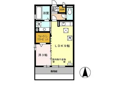 神山ヒルズ(1LDK/1階)の間取り写真