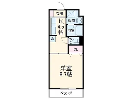 プリムヴェール(1DK/3階)の間取り写真