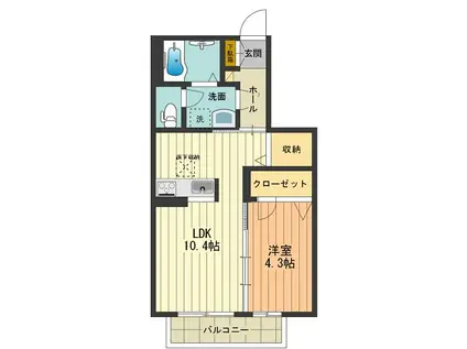 シャンボール(1LDK/1階)の間取り写真