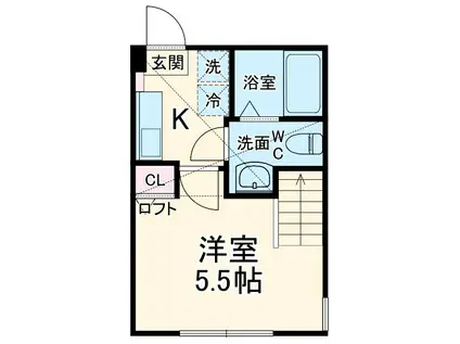 アバーロ淵野辺(1K/1階)の間取り写真