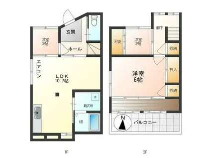 京浜東北・根岸線 大森駅(東京) 徒歩5分 2階建 築64年(3LDK)の間取り写真