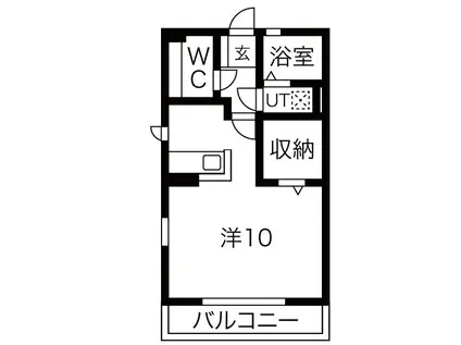 シャン・ド・フルール(ワンルーム/1階)の間取り写真