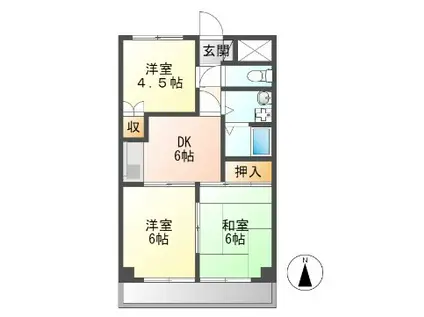 ハーモニーレジデンス(3DK/1階)の間取り写真