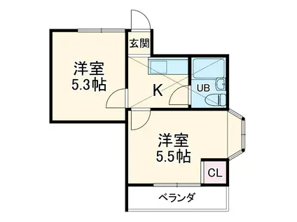 ファーストハイツ(2K/2階)の間取り写真