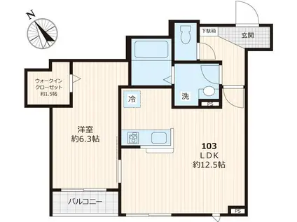ヴェルデ・MⅡ(1LDK/1階)の間取り写真