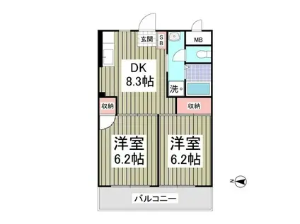 ベルメール西新井Ⅰ(2DK/1階)の間取り写真