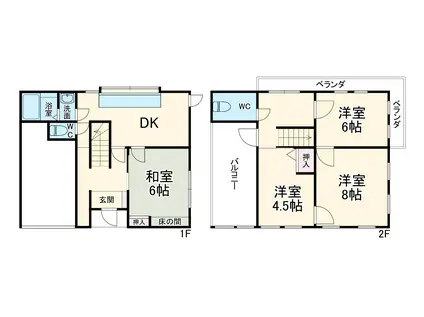 東武鉄道東上線 ふじみ野駅 徒歩28分 2階建 築54年(4DK)の間取り写真