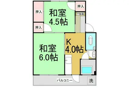 華原ハイツ名港(2K/2階)の間取り写真