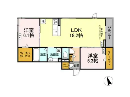 D-ROOM里町(2LDK/1階)の間取り写真