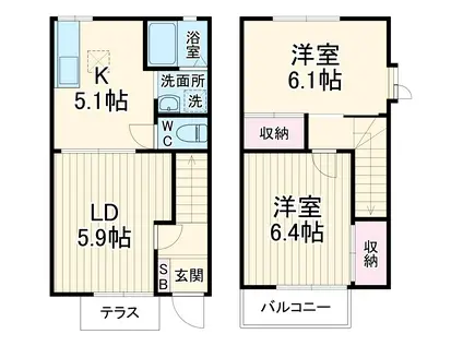 エスポワール湘南Ｂ(3LDK)の間取り写真