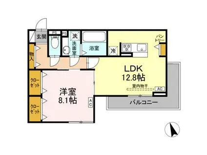 D-ROOM里町(1LDK/3階)の間取り写真