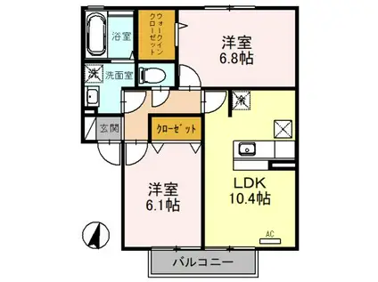 アクシス南大塚(2LDK/1階)の間取り写真