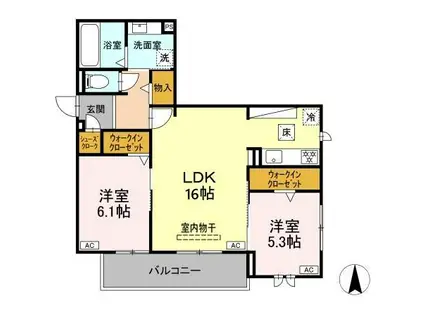 江向PARK(2LDK/1階)の間取り写真