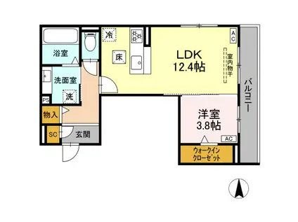 江向PARK(1LDK/3階)の間取り写真