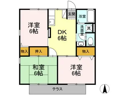 サンモールⅡ(3DK/1階)の間取り写真