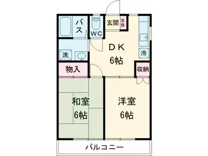 メゾンソレイユⅠ(2DK/1階)の間取り写真