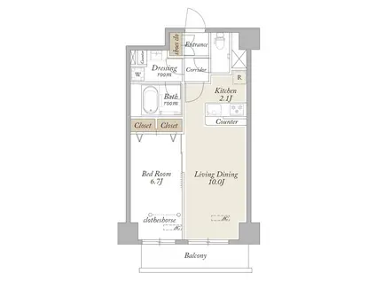 グランディアラフィーネ(1LDK/2階)の間取り写真