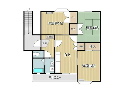 メゾンクレール(3DK/2階)の間取り写真