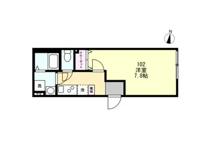 コスモリーヴ茅ヶ崎(1K/1階)の間取り写真