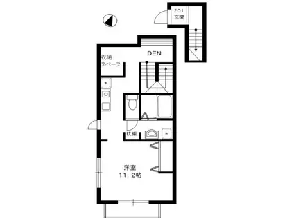 ウィステリア砧(ワンルーム/2階)の間取り写真