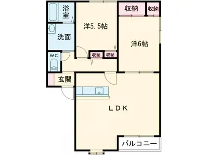 アビタシオン松前台B(2LDK/2階)の間取り写真