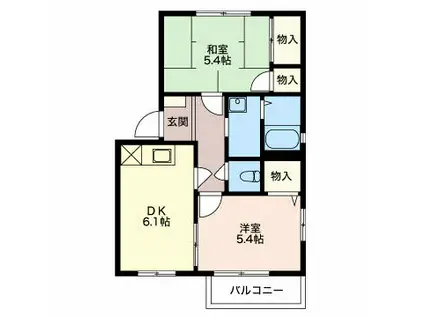 サンライズ(2DK/2階)の間取り写真