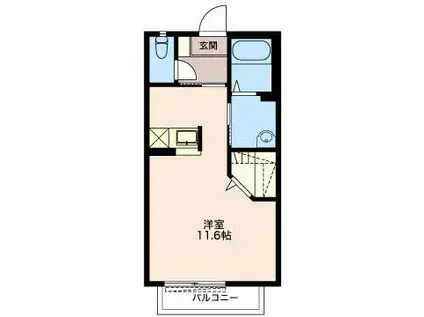 ジュネス幸・Ⅱ(ワンルーム/1階)の間取り写真