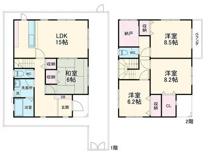 幸手西2丁目戸建て(4SLDK/1階)の間取り写真