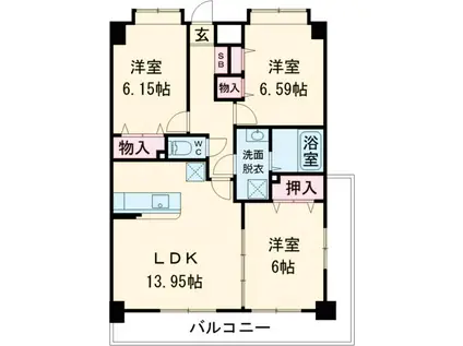フォレスト離宮若久(3LDK/2階)の間取り写真