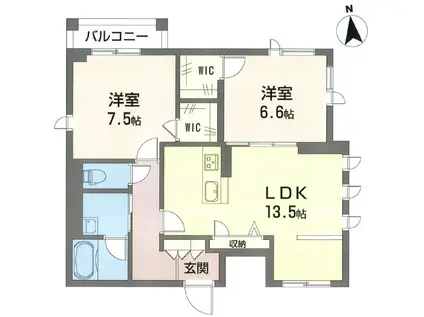 テイサージュ寺町(2LDK/3階)の間取り写真