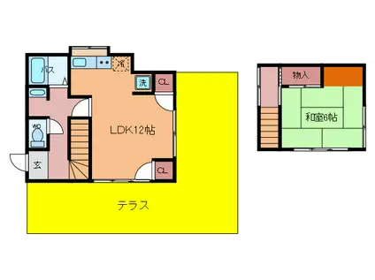 京成電鉄千葉線 京成稲毛駅 徒歩12分 2階建 築57年(1LDK)の間取り写真
