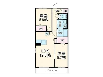 ウィズハイムM(2LDK/2階)の間取り写真