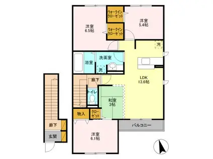千代田・常磐緩行線 南柏駅 バス乗車時間：15分 東酒井根バス停で下車 徒歩4分 2階建 築11年(3LDK/2階)の間取り写真