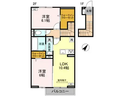 CLASSEUM桶川泉Ⅳ(2LDK/2階)の間取り写真