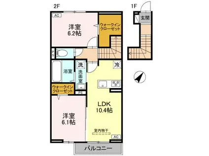 CLASSEUM桶川泉Ⅳ(2LDK/2階)の間取り写真