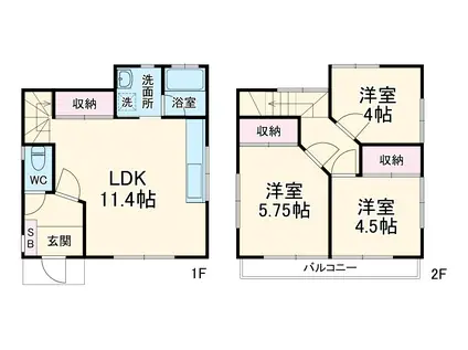 横浜市ブルーライン 舞岡駅 徒歩22分 2階建 築32年(3LDK)の間取り写真