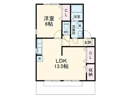 ハイカムール和田B(1LDK/1階)の間取り写真