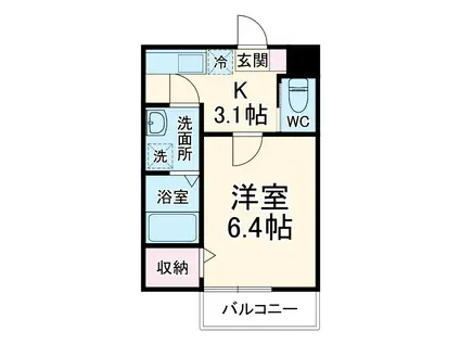 カーサリヴィエール(1K/2階)の間取り写真