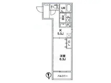 TS CUORE馬込Ⅰ(1DK/3階)の間取り写真