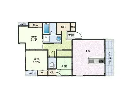 AXIS COURT小禄(3LDK/2階)の間取り写真