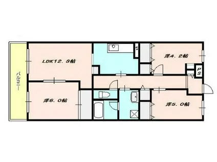グリーンヒルズトーワ(3LDK/4階)の間取り写真