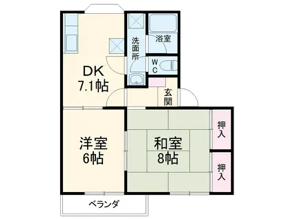 メゾン高台(2DK/2階)の間取り写真