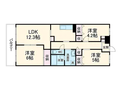 グリーンヒルズトーワ(3LDK/4階)の間取り写真